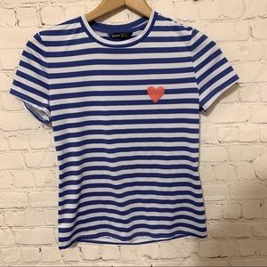 ✨BOGO✨ SHEIN Blue Striped Heart Tee